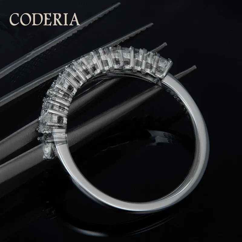 D Color Clarity Total 1CT Emerald Cut Rectangular Moissanite Row Ring Diamond Test Past Sterling Silver Women Ring Fine Jewelry