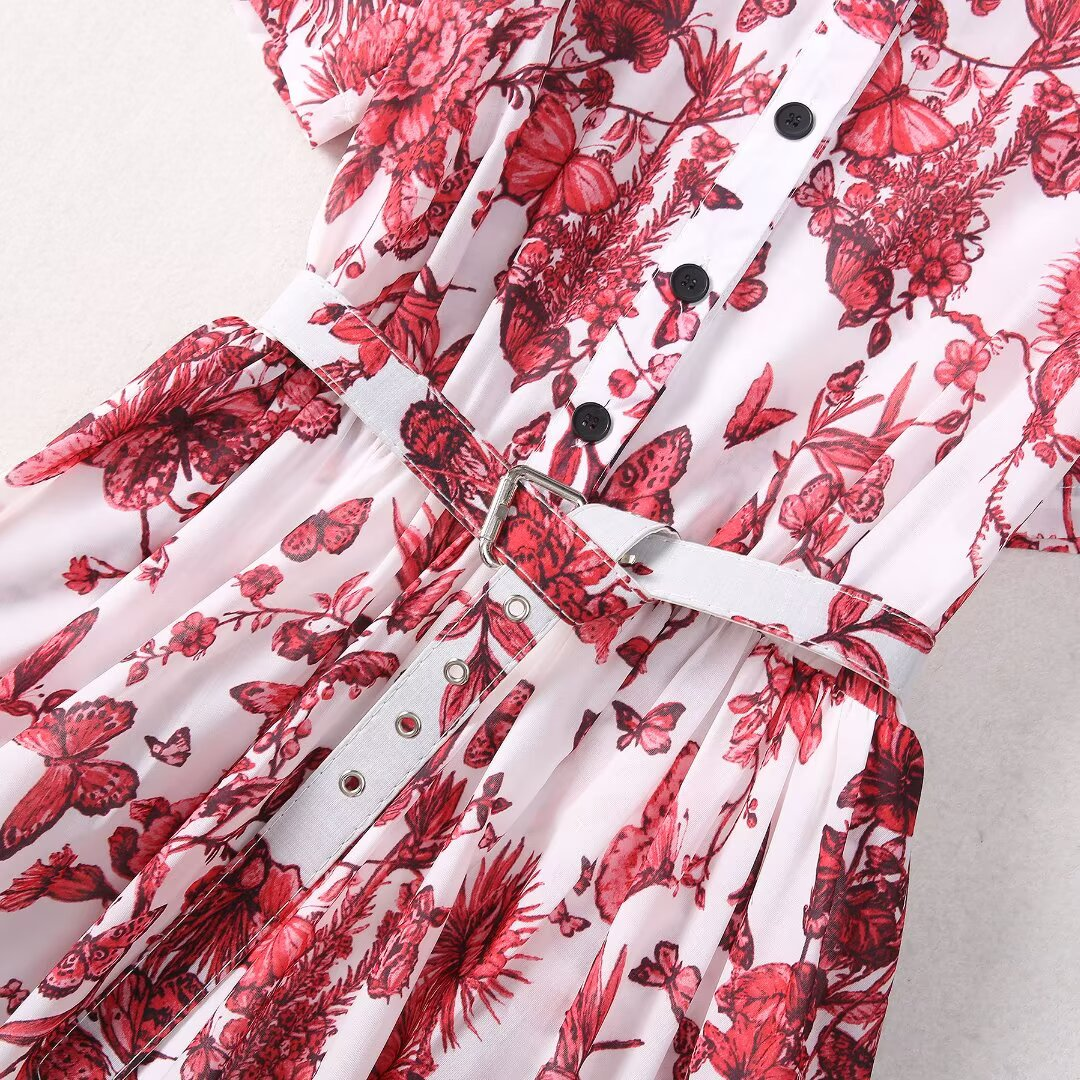 Di0r 2025 Butterfly print dress Fashion Week Show Customized Fashion Tailored clothing womens Fashion Paris.M331