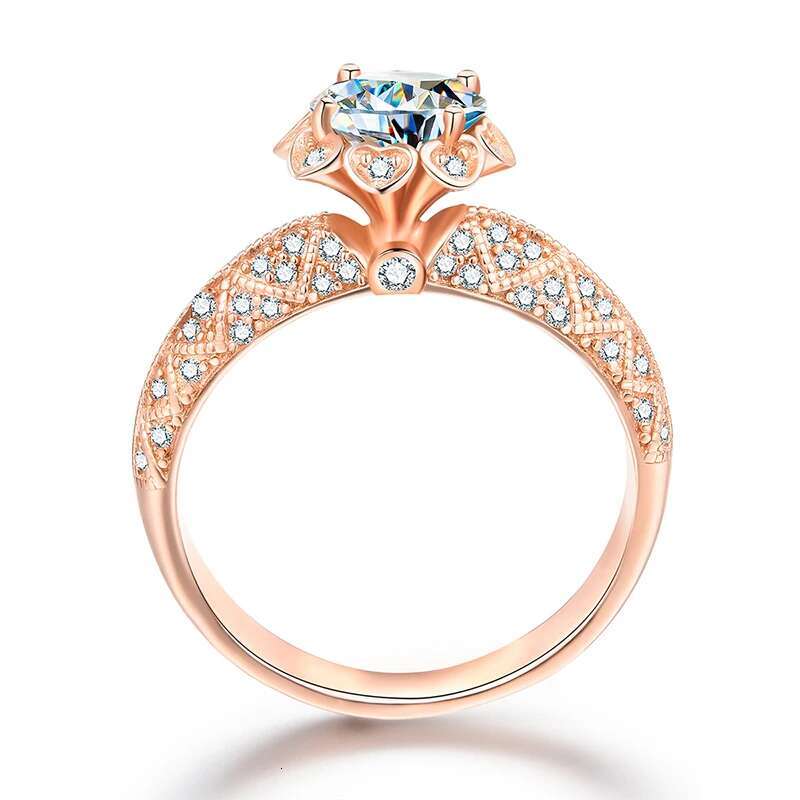 KNB 1CT The Milky Way Certified Moissanite Diamond Rings For Women Gift Real 925 Sterling Silver Rose Gold Color Fine Jewelry