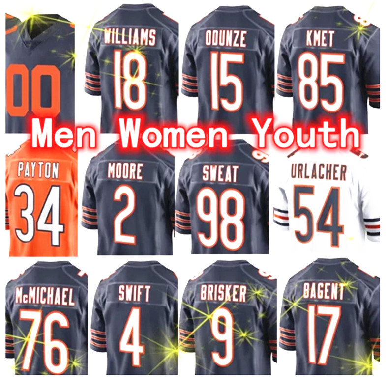 Walter Payton Brian Urlacher Mike Ditka Caleb Williams Rome Odunze Andre Swift DJ Moore DeAndre Carter Cole Kmet Chicagoes Allen Football Bearss Jersey youth 56