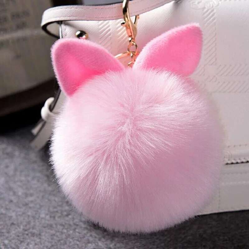 18 Colors Fluffy Fur Pom Keychain Soft Plush Rabbit For Women Girls Charm Bag Pendant Key Chain Jewelry Gifts