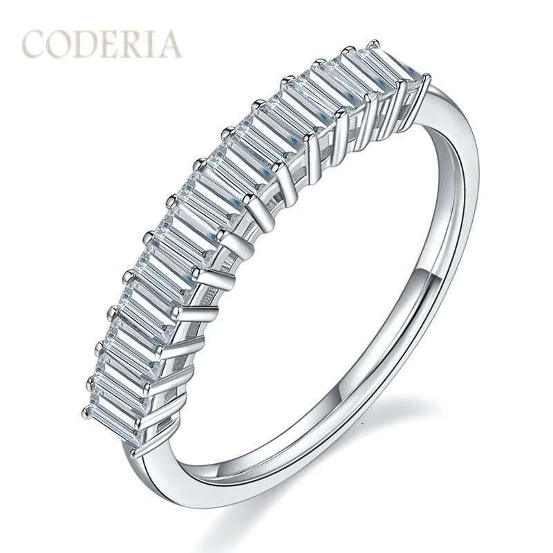 D Color Clarity Total 1CT Emerald Cut Rectangular Moissanite Row Ring Diamond Test Past Sterling Silver Women Ring Fine Jewelry