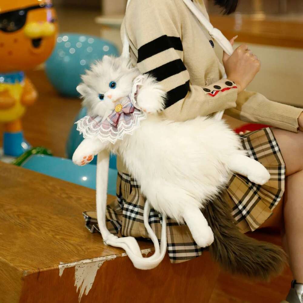 Cute Plush Cat Backpack - Realistic 3D Veet Shoulder Bag With Zipper Lightweight & Stylish For Daily Use