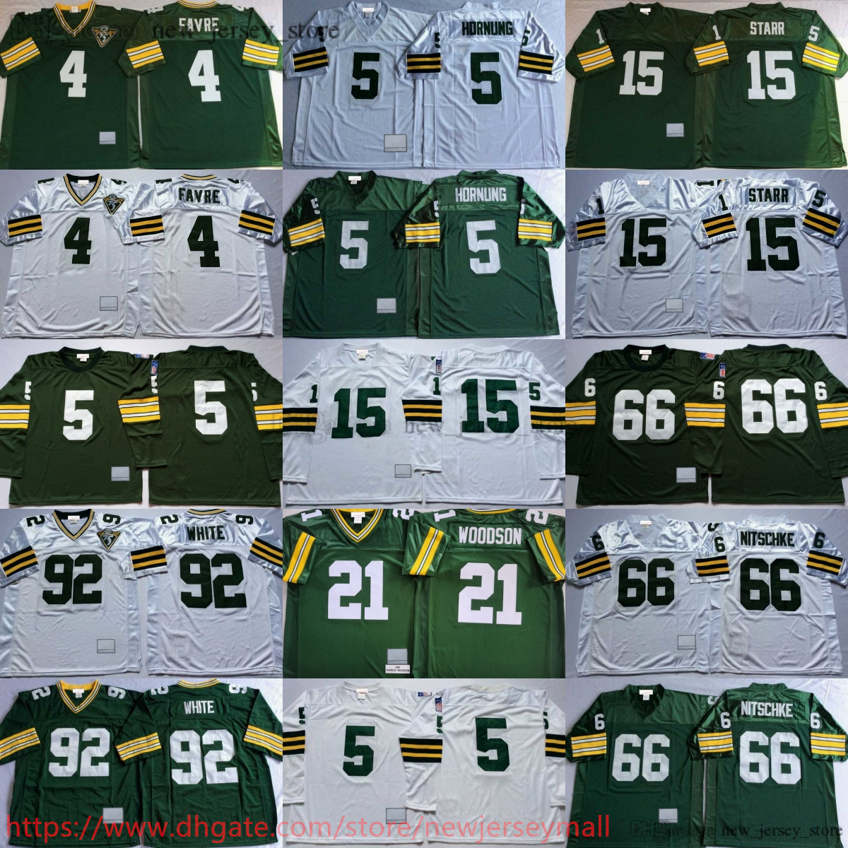 1994 Throwback Football 84 Sterling Sharpe Jersey Classic Uniform 87 Jordy Nelson 15 Bart Starr 21 Charles Woodson Brett Favre Paul Hornung Ray Nitschke Reggie White