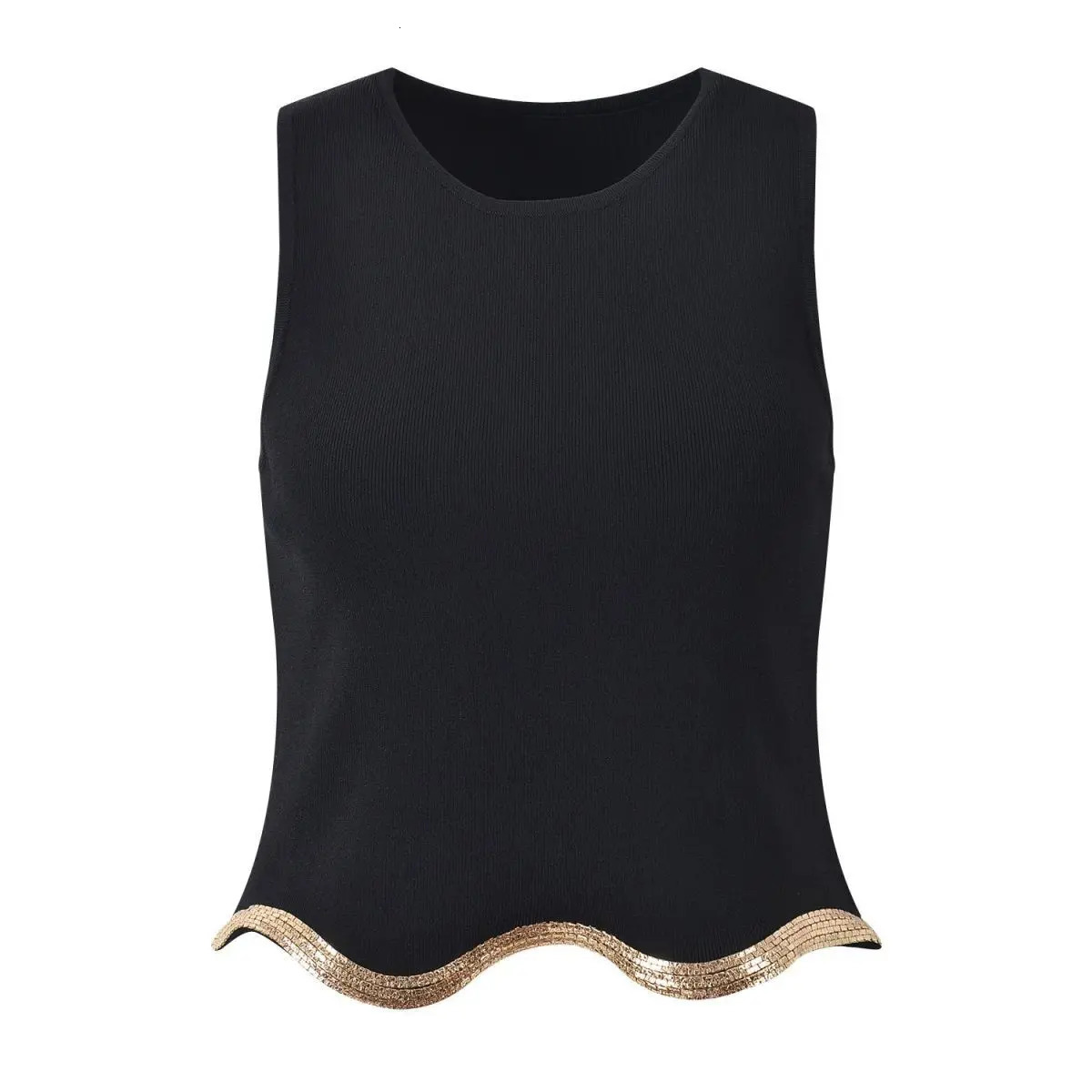 Paris y elegant gold wave pleated sleeveless womens skiing twopiece vest long dress party outfit 250530