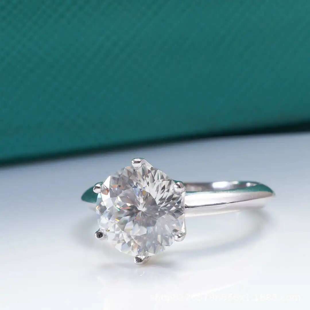 1/2/3/5CT 100-Faceted D Color Moissanite Classic Womens Ring S925 Sterling Silver Moissanite Diamond Wedding Rings