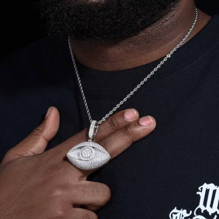 Custom Made Iced Out Hip Hop Moissanite Eye Pendant with Fashion Insert VVS Diamonds for Memorial Personalized Gifts