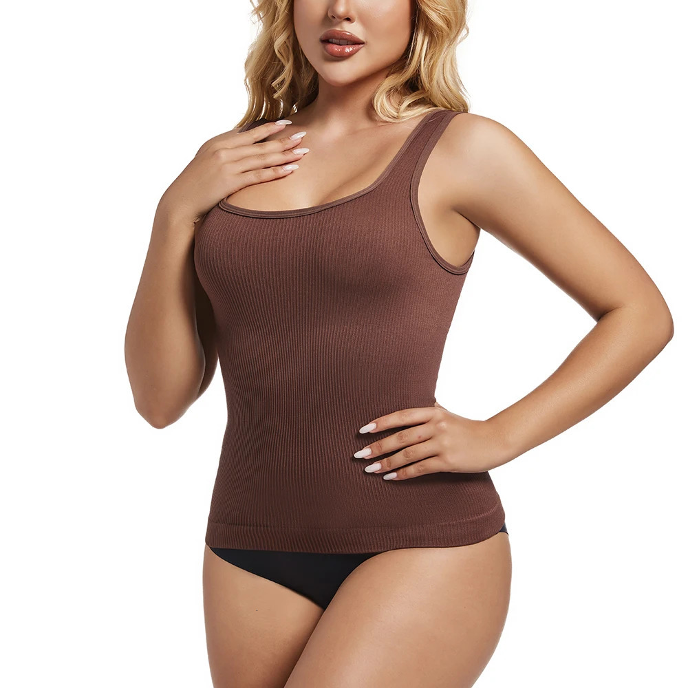 Plus size womens abdominal control shaping comfortable dedicated top square necklace compression weight loss vest 250430
