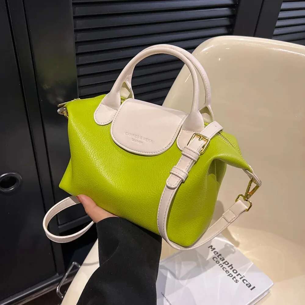 Fashion mommy 2025new arrival leather texture contrast colorsatcheleasiest for match shoulder crossbody bag