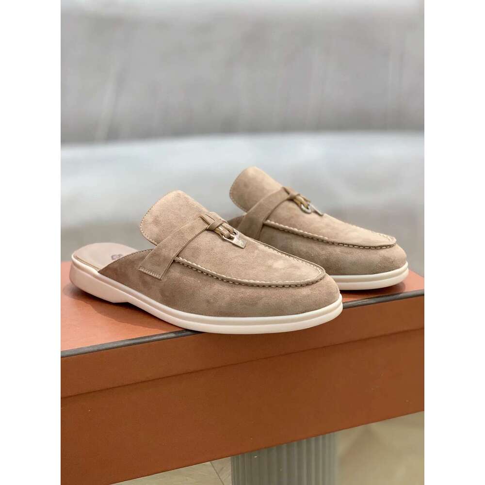 women's sandals loafer summer walk natural genuine leather chamois flats men's casual shoes 35-46