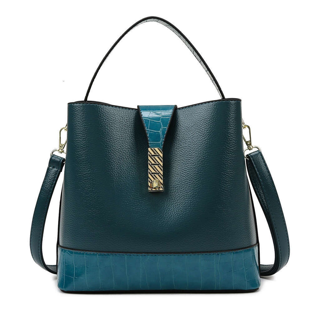 New spring and summer hand-held bucket for women, soft leather broadband crossbody bag, Korean version popular fashion single shoulder women's ba