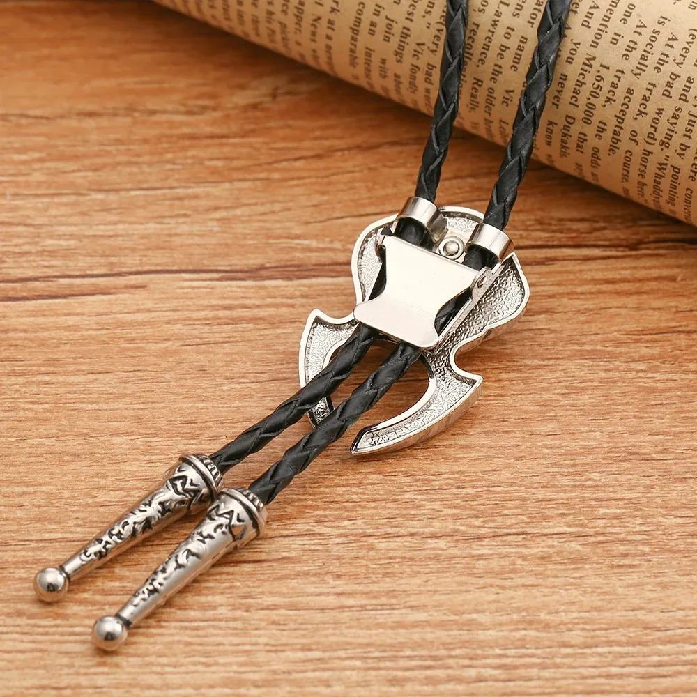 Western cowboy bolo tie mens leather collar rope natural crystal tie accessories unisex British rope 250430