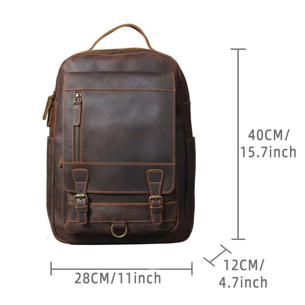 S.Worker Vintage Genuine Backpack Laptop Crazy-Horse Leather School Outdoor Travel Weekender Shoulder Bag