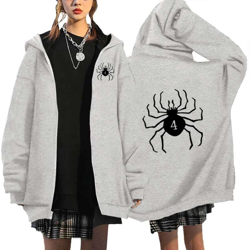 X Hunter Spider Print Anime Zipper Hoodie Men Women Gothic Y2K Zip Up Jacket Hoodies Casual Sweatshirt Coat Streetwear fashion clothing women