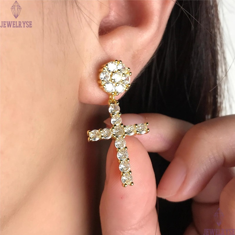 Choucong Hip Hop Dangle Earrings Luxury Jewelry 925 Sterling Silver Gold Fill Round Cut 5A Cubic Zircon CZ Diamond Elegant High Quality Party Woemn Cr