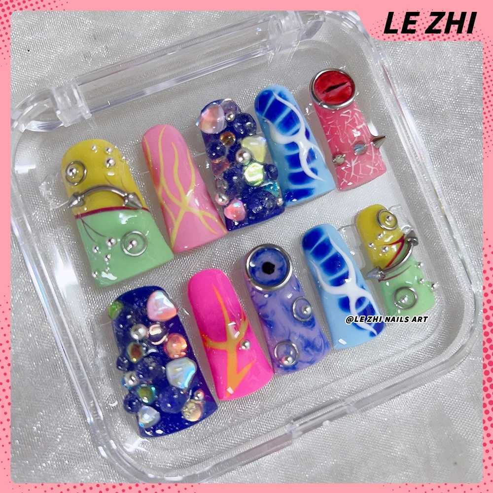 Creative Duck Web Handmade Press Nail Art XL Coffin Sparkling Butterfly AB Diamond Nail Custom Nail Party Stickers H25429