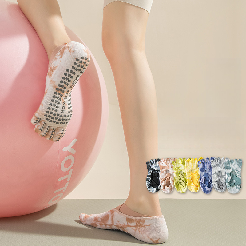 Summer gradient adhesive yoga anti slip, odor proof, sweat absorbing, antibacterial, Pilates five finger soc, sports split toe soc