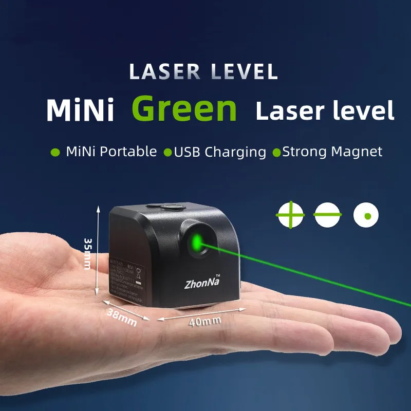 wholesale Mini Laser Level - Horizontal/Vertical Cross Lines, Super Powerful Green, USB Charge Magnet Fixation, Portable 2-Line Locator
