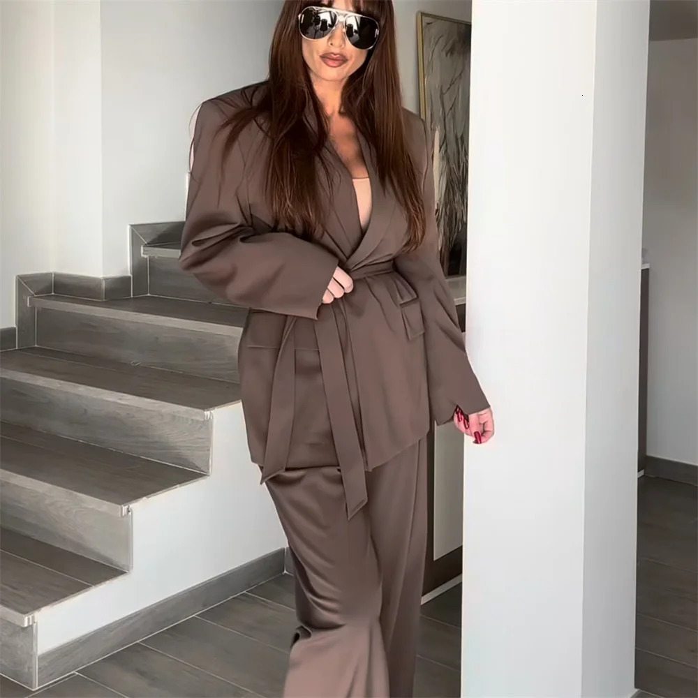Womens Clothing with European and American Style Casual Elegant n Comes Straightened Jacket Pants Set 250530
