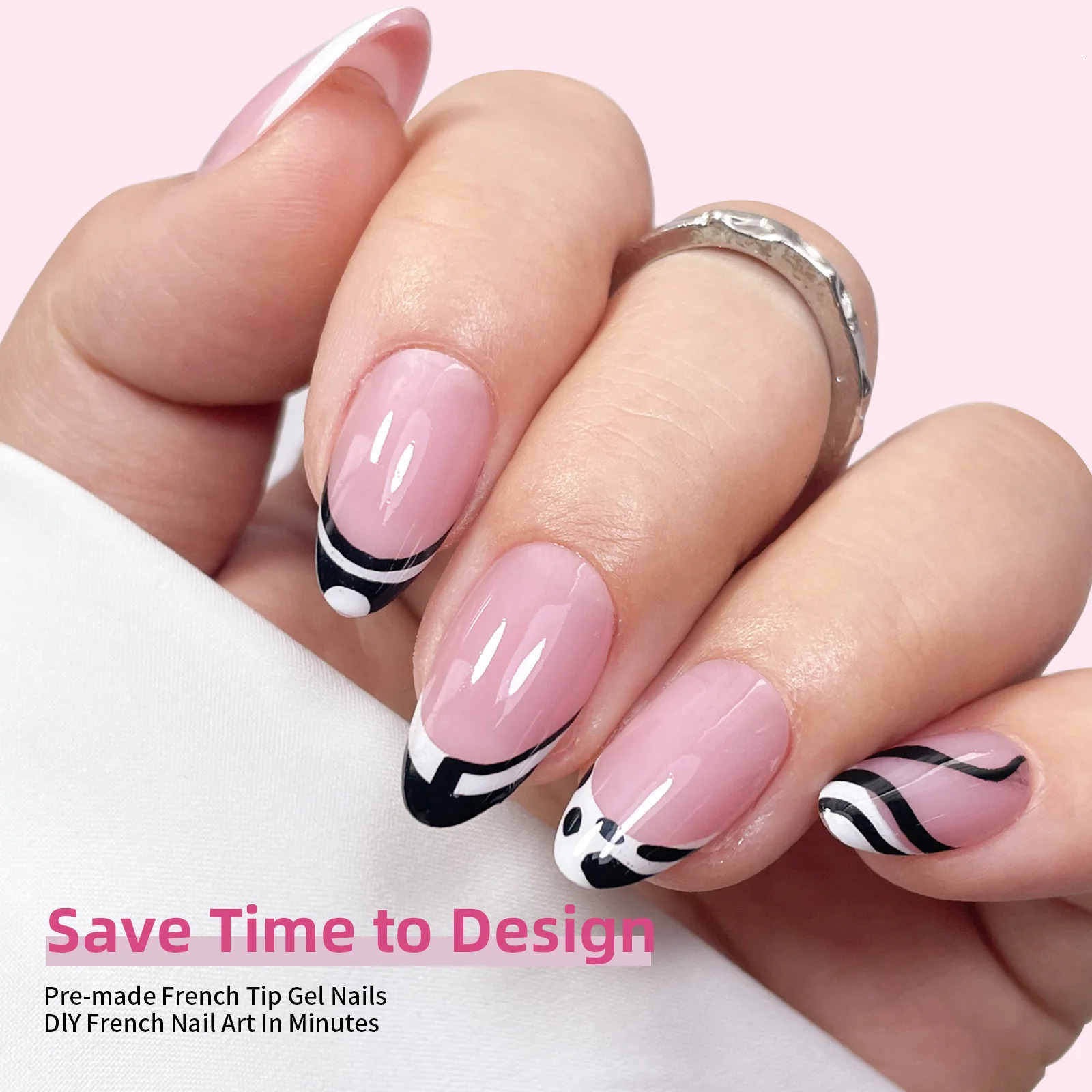 150Pcs pressing nail 3 in 1 soft gel tip full cover false T-shaped extension oval almond capsule carving tip salon DIY 250424