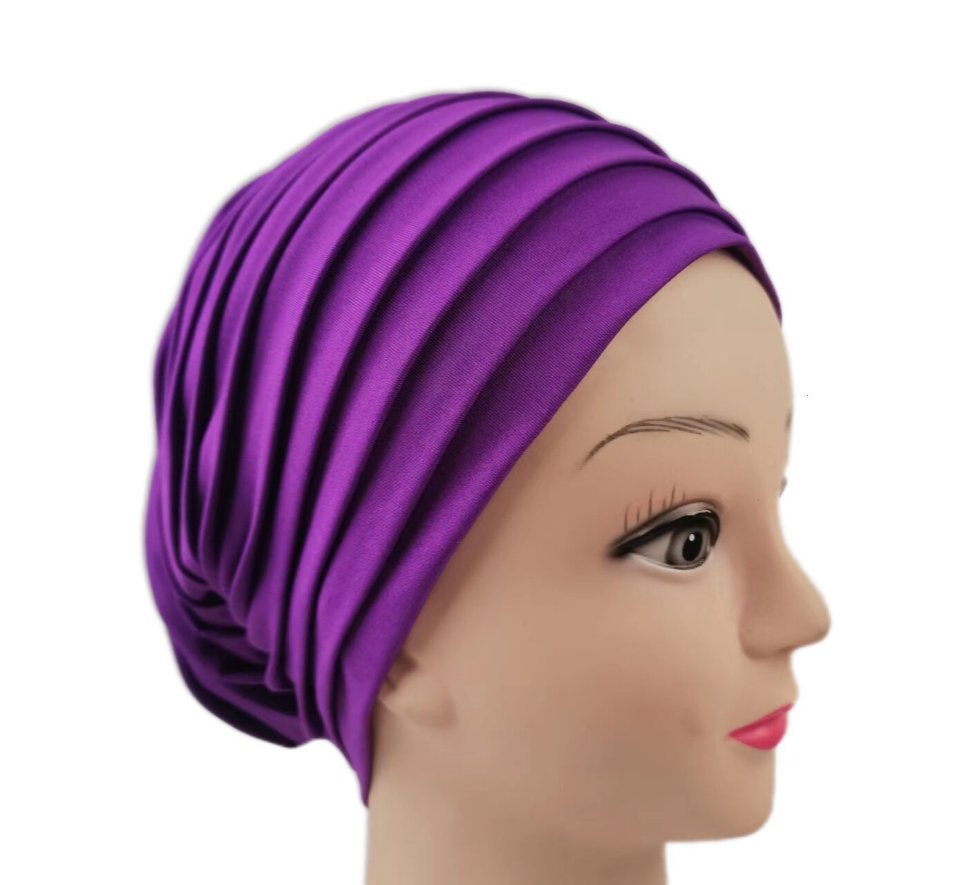 Hijabs Candy Color Ladies Head Wraps Muslim Hijab Bonnets Fashion Headgear Trending Elastic Full Body Pleated Turban Cap for Women 230426