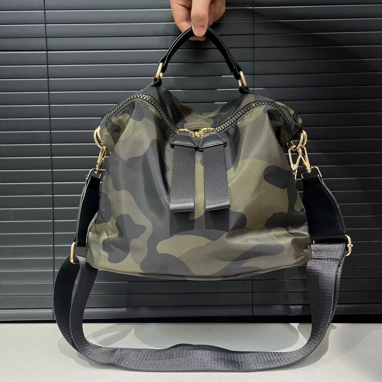 Ladies' Fashion Nylon Mesh Splicing Elegant Handbag Large Capacity Multi Pocket Shoulder Bag