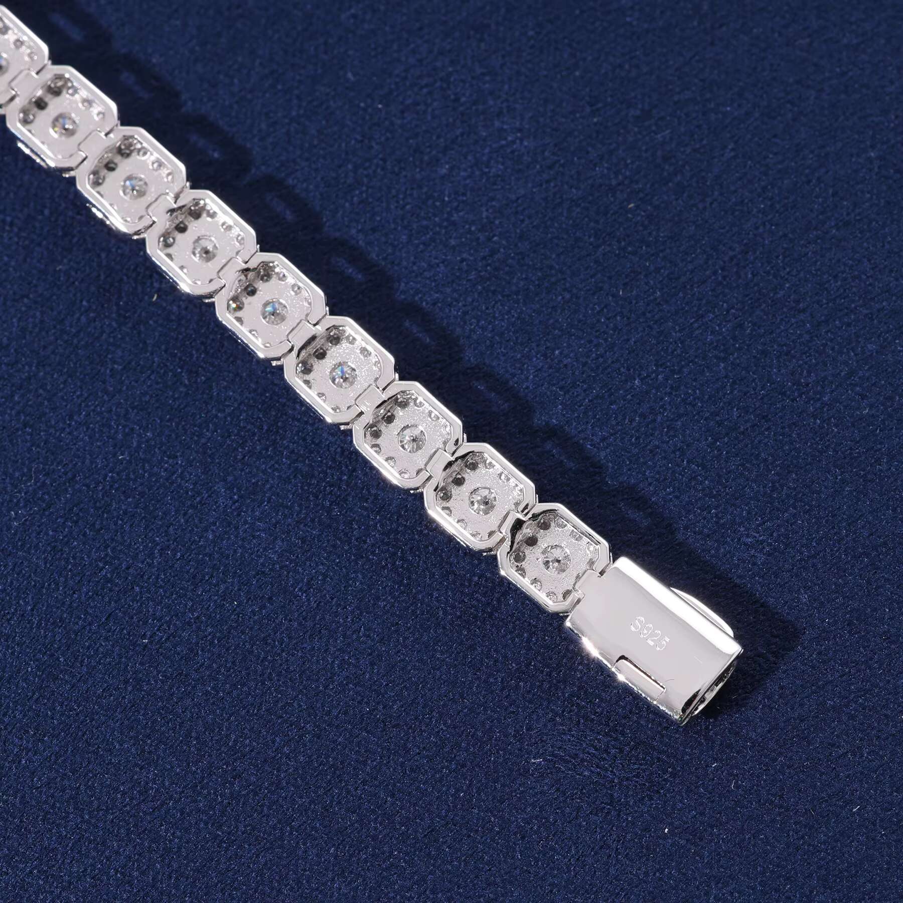 High Quality 925 Sterling Silver Tennis Bracelet Men 6mm Moissanite White Gold Exquisite 925 Sterling Silver Halo Tennis Gift