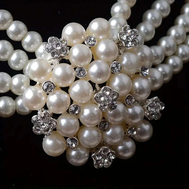 3 Pcs/Set Fashion Women's Set Luxurious Artificial Pearls Wedding Parties Simple Girls Jewelry Necklaces Earrings Gifts