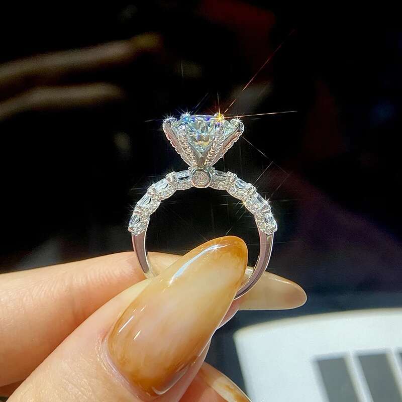 KNB Shiny 3CT Certified Pure Moissanite Diamond Wedding Rings For Women Gift Real 925 Sterling Silver Top Quality Fine Jewelry