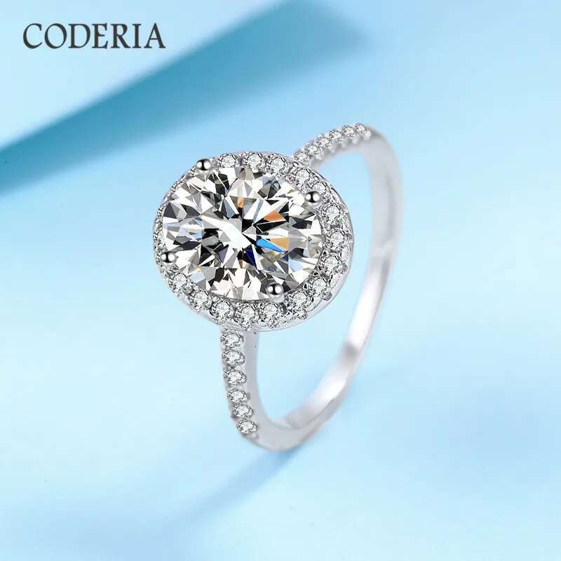 Real Mozanstone 18K Gold Ring 925 Sterling Silver 1CT 2CT Oval Cut Diamond Wedding Engagement Rings For Women High Jewelry Gift