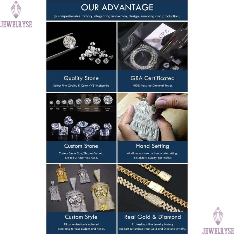 necklace moissanite chain designer jewelry cuban link chain for men stainless steel plated gold 20MM wide 3 row diamond hip hop mens prong iced out ch