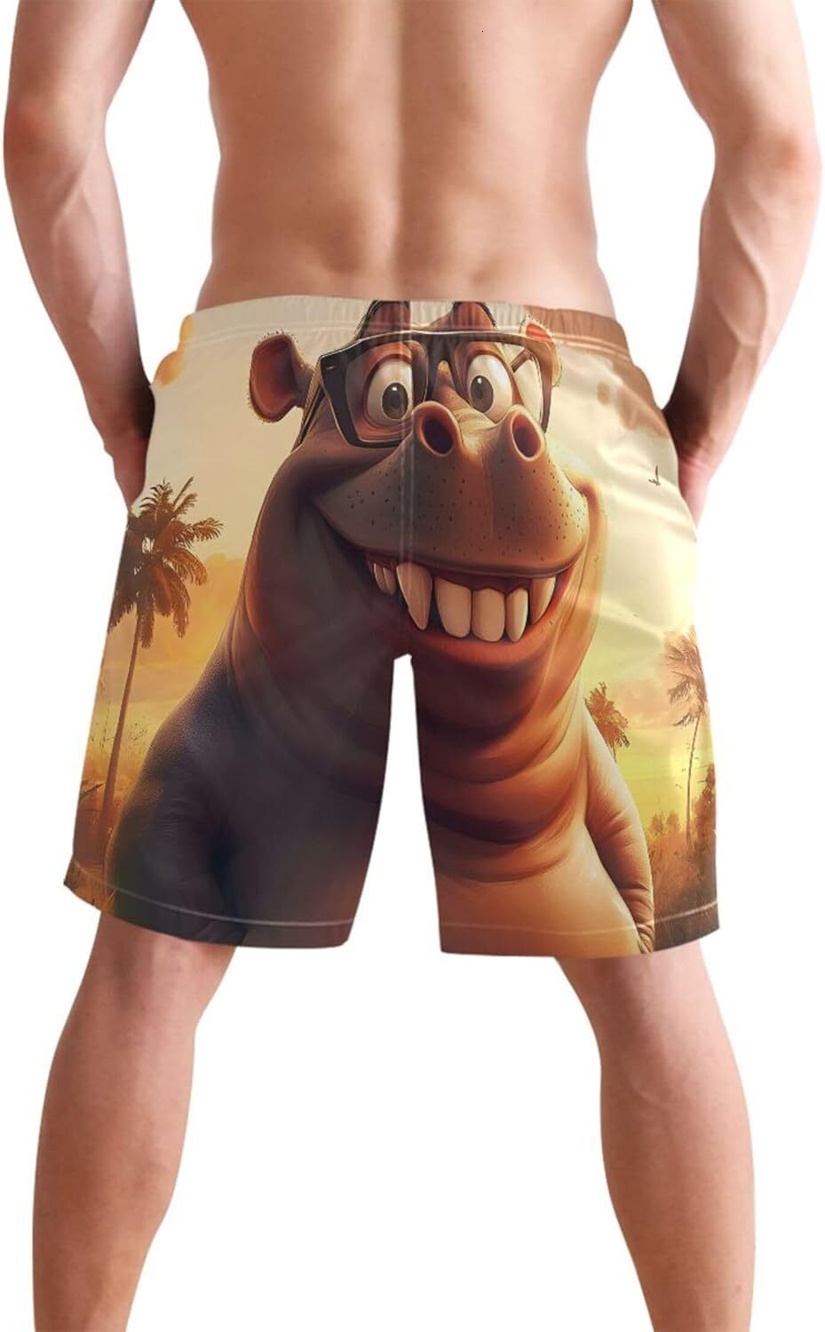 Owl Fire Animal Print Beach Boardshorts Men Swim Trunks for Men Hawaiian Bathing Suit