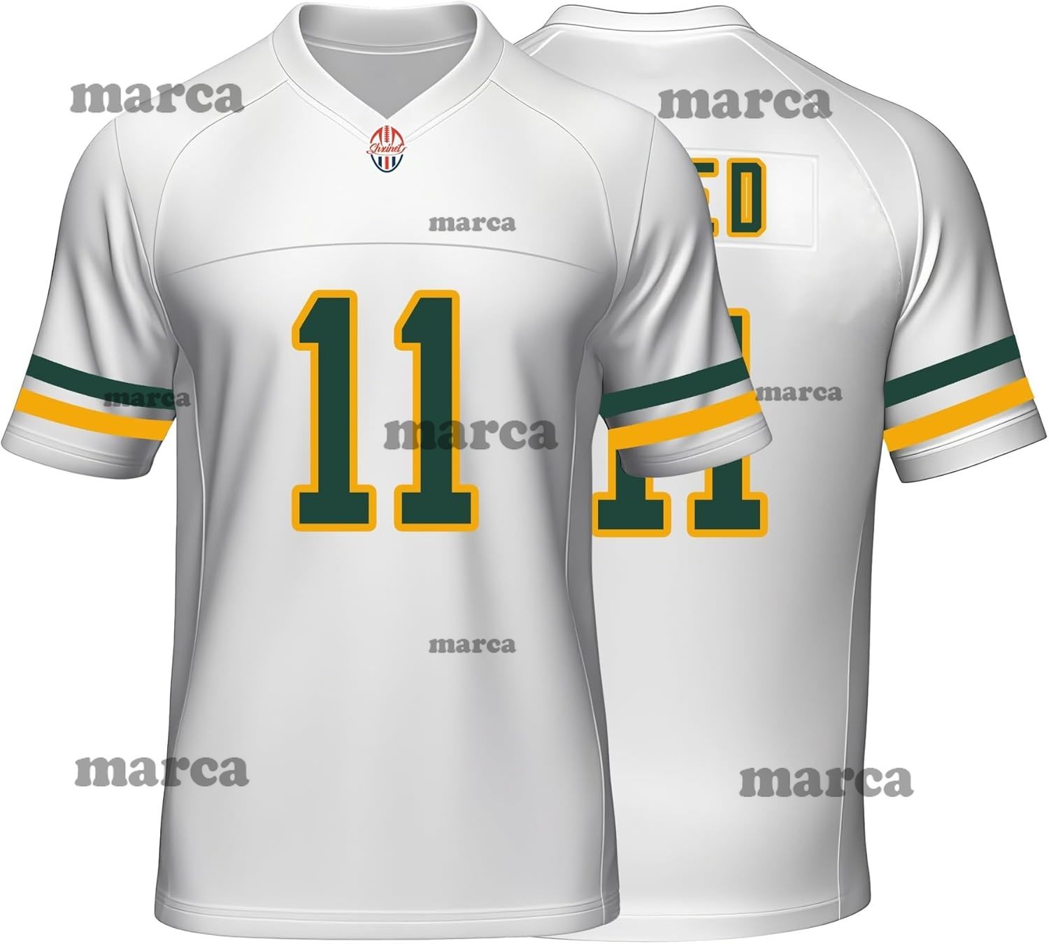 Custom Mens/Youth Football Stitched T-Shirt for Sports Fan Green/White No Brand/Logos