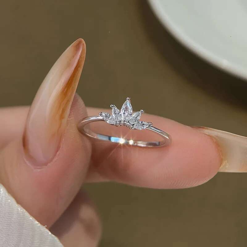 KNB White Zircon Personalized Marquise Crown Ring for women Engagement Real 925 Sterling Silver Luxury High Quality Fine Jewelry