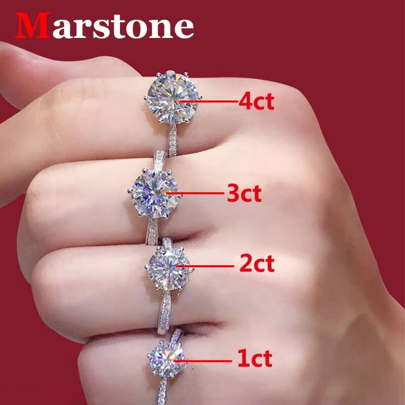 Womens D Color Moissanite Ring 1CT Adjustable Ring Original 925 Sterling Silver Moissanite Rresizable Rings For Women