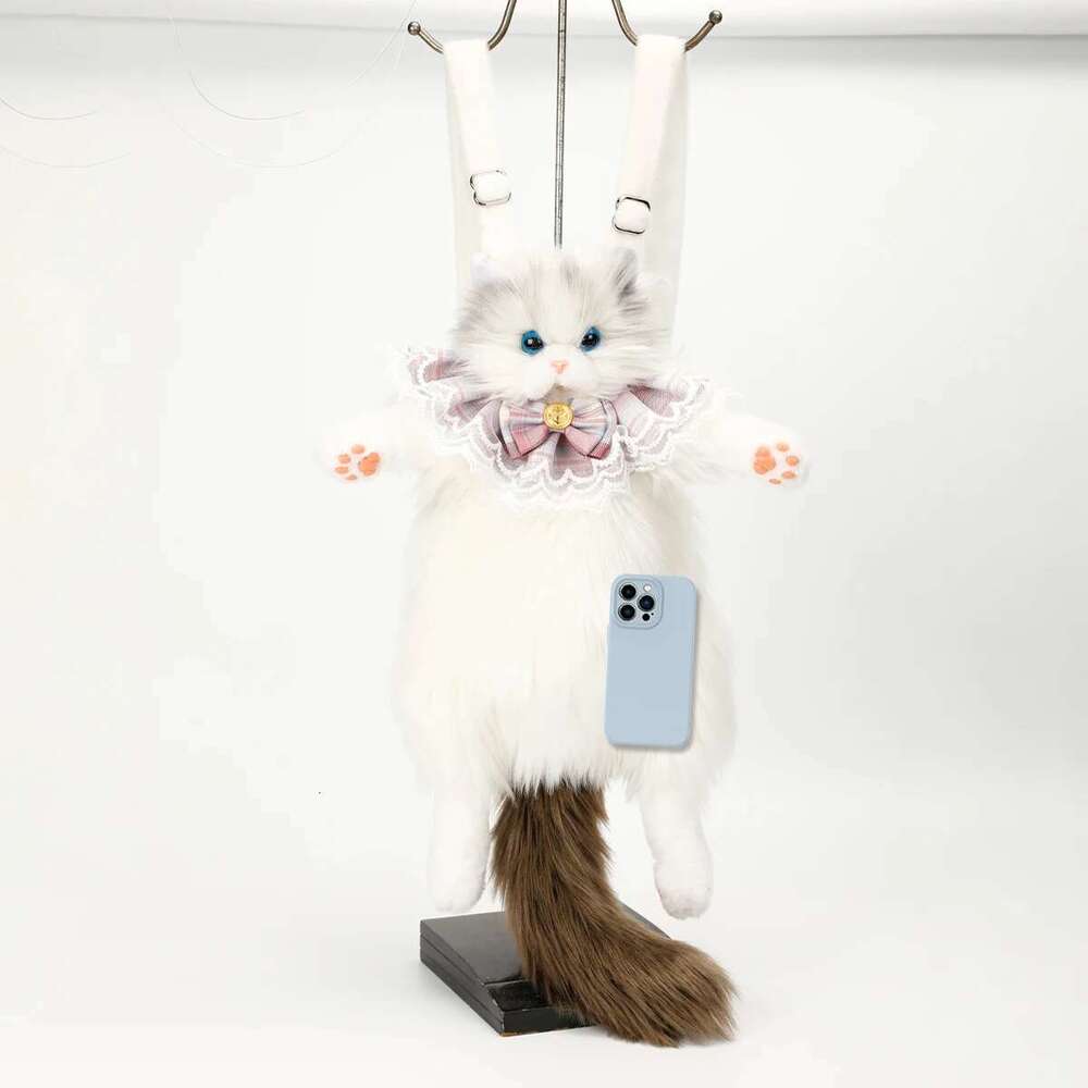 Cute Plush Cat Backpack - Realistic 3D Veet Shoulder Bag With Zipper Lightweight & Stylish For Daily Use