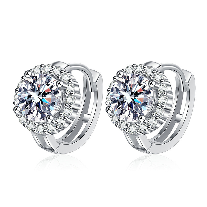 Crystal Diamond Stud Earrings Rose Gold Fashion Titanium Steel Double Wound Roman Numerals Studs Earring for Women Gift Jewelry Never Fade Not Allergi