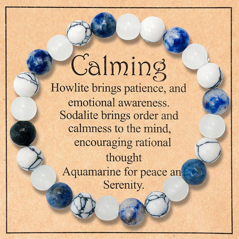 Temu Xiyin TK Blue Dot Stone White Marble Turquoise Bracelet Bohemian Style