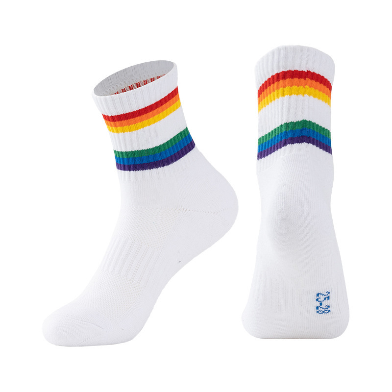 Summer anti slip and sweat absorbing combed cotton badminton thickened mid tube towel bottom socks, professional sports socks