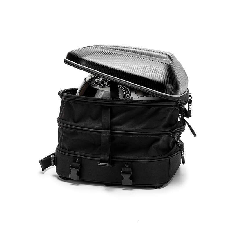Motorcycle multifunctional hard shell rear end seat bag, knight motorcycle riding equipment, double shoulder helmet backpack, large capacity