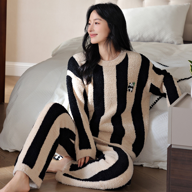 B904-Pure cotton pajamas women summer short-sleeved suit sweet casual simple cropped pants comfortable home