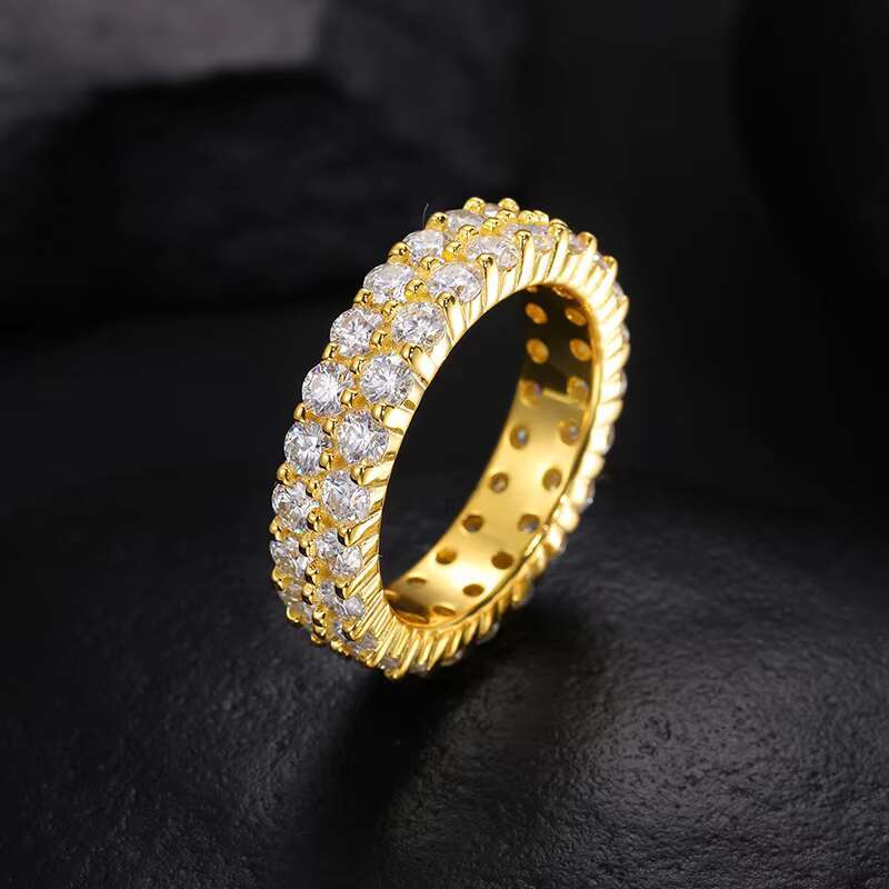 Luxury 3.0mm 2 Rows 925 Sterling Silver Fashion Jewelry Rings Moissanite Ring for Men Passes Diamond Tester VVS Clarity