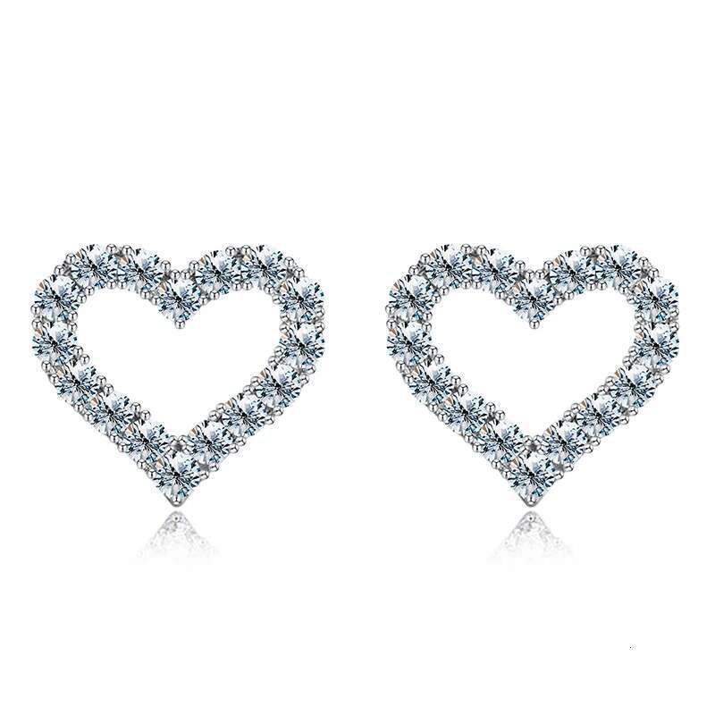 KNB Brilliant Wedding Moissanite Diamond Heart Stud Earrings for Women 925 Sterling Silver Luxury Gifts For Girls Fine Jewelry