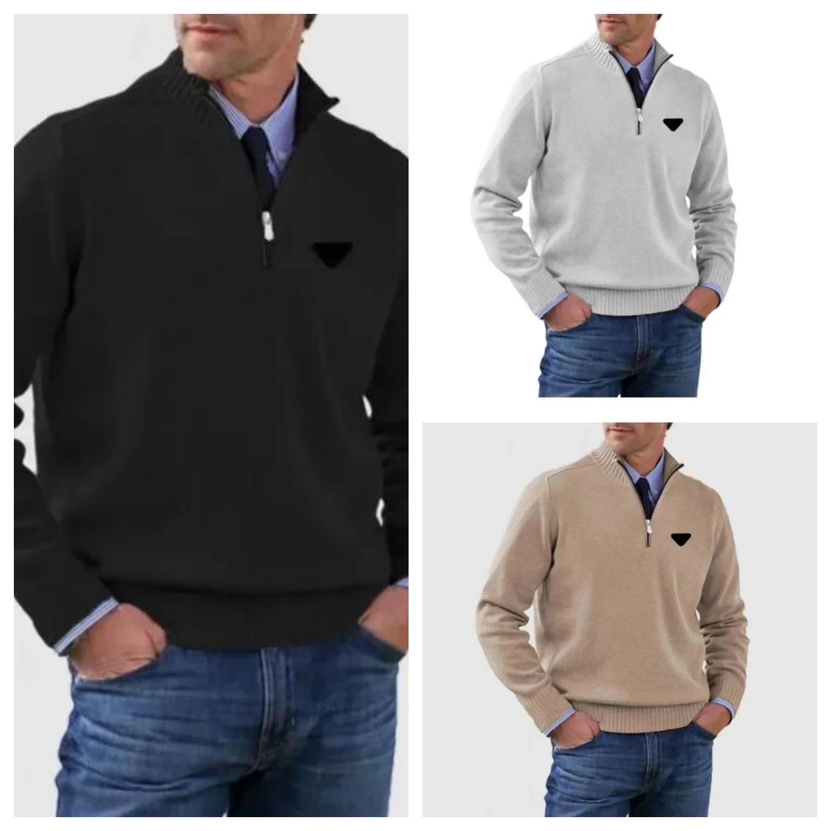 Men's Sweaters vintage logo Luxury Brand Zip Designer Sweater Pullover Long Sleeve Casual Loose Sweatshirts Warm Solid Color Top Male Clothing