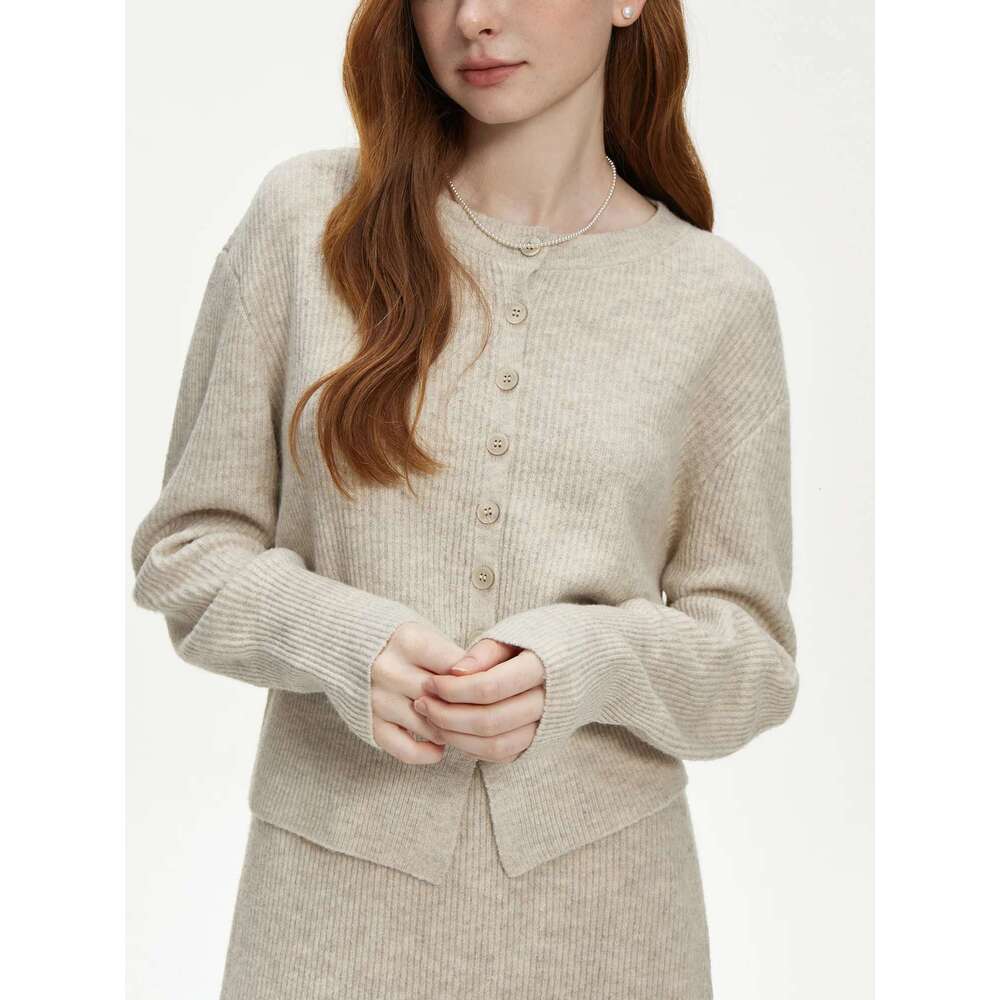 FSLE 5.5% Wool Knitting Chic For Women Autumn Winter 2024 New Design Cardigan Long Skirt Two Pieces Set 24Fs14145+24Fs14146