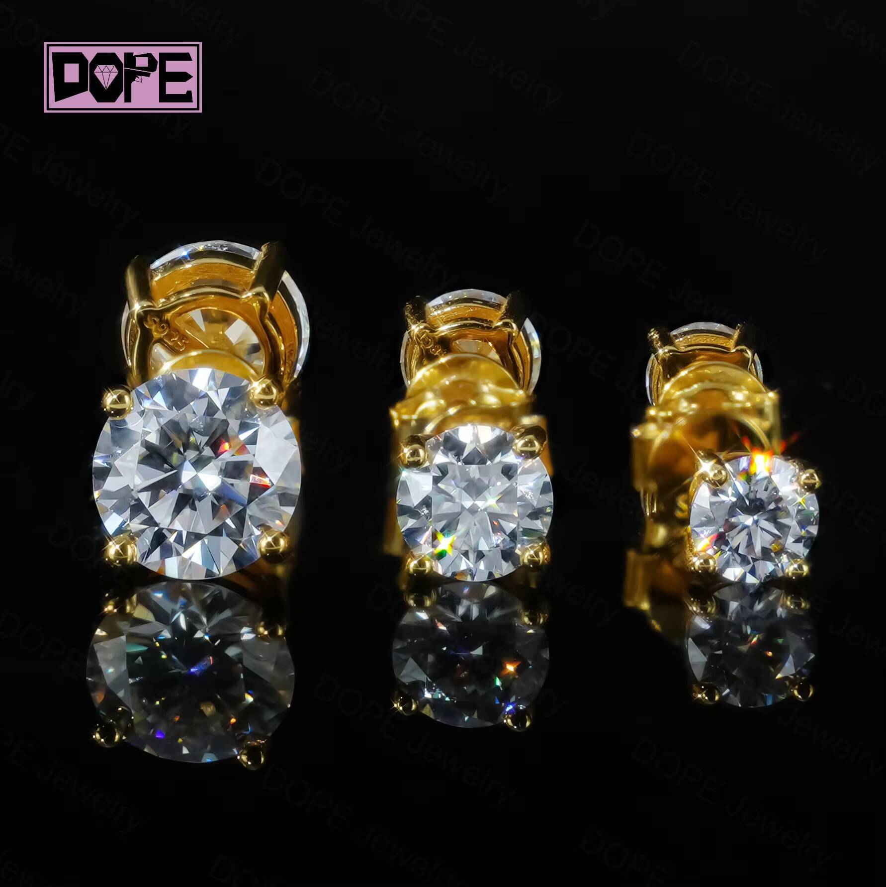 Wholesale Moissanite Earring 925 Silver 14K 18K Gold Plated Jewelry VVS Diamond GRA Certificate Stud Earrings