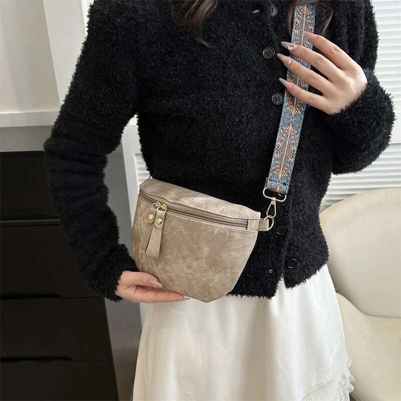 Women S PU Leather Waist Bags Stylish Hobo Solid Color Shoulder Satchel Designer Chest Bag Wide Strap Fashion Fanny Pack Bag
