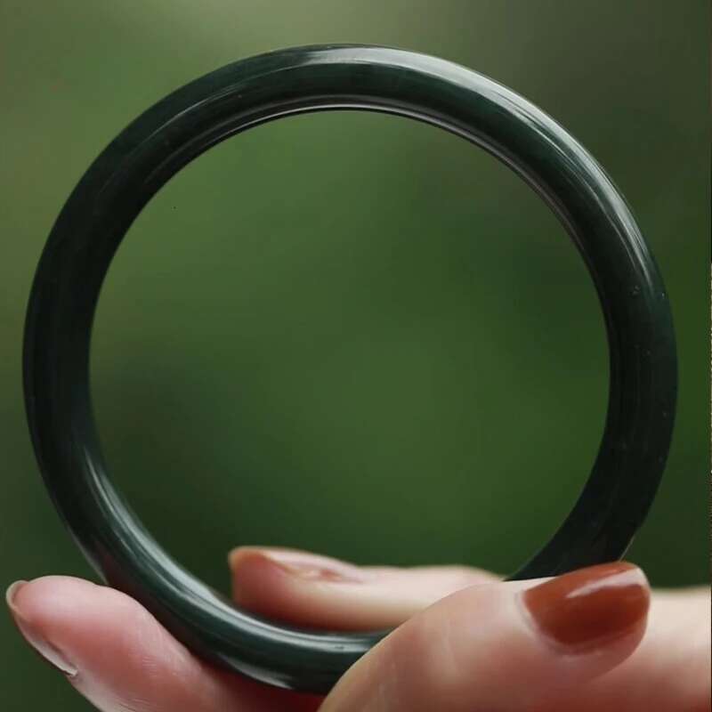 Black Green Suet Ink Jade Bracelet, Women's Model, Birthday Gift For Girlfriend And Wife