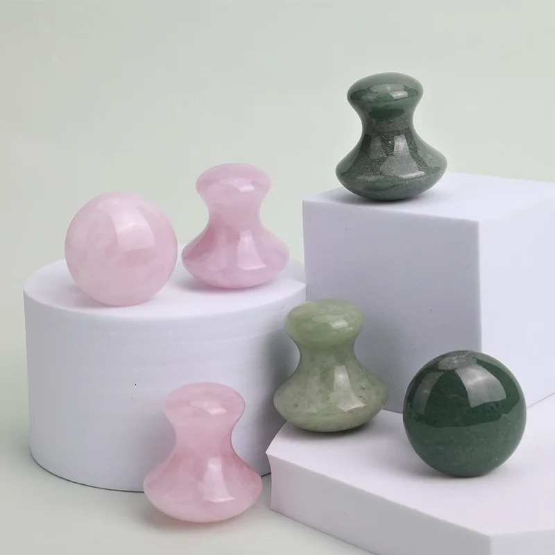 Jade Mushroom Shape Scraping Board Natural Rose Quartz Crystal Guasha Stone For Spa Relaxing Meditation Massager Skin Tool 250424
