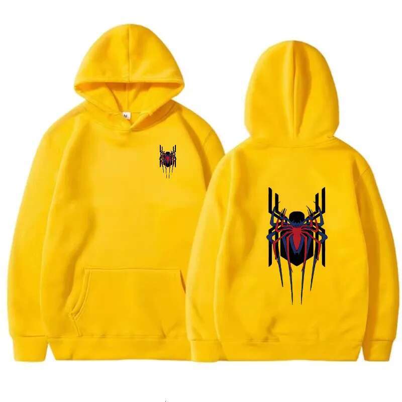 fashion New Street Fashion Deep Red Spider Print Sweatshirt Brushed Fleece Women's Casual Fun Loose Hoodie Men's Wear fashion clothing women